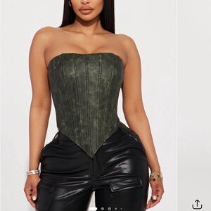 Green Strapless Corset Top